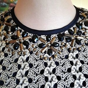 Dressbarn NWT Gold Lacey crochet over black dress